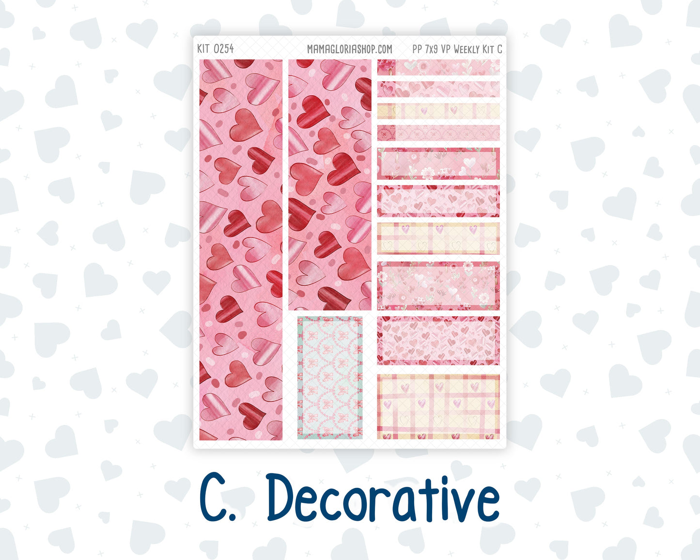 Kit 0254 - 7x9 - Vertical Priorities - Plum Paper - Weekly Kit - February - Valentine Village