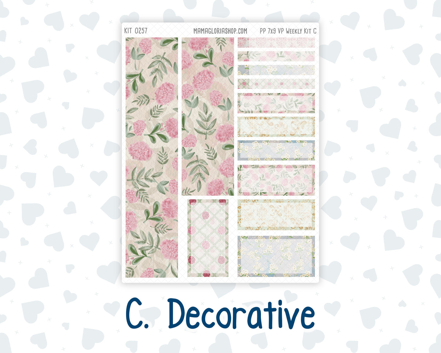 Kit 0257 - 7x9 - Vertical Priorities - Plum Paper - Weekly Kit - March - Blush Garden