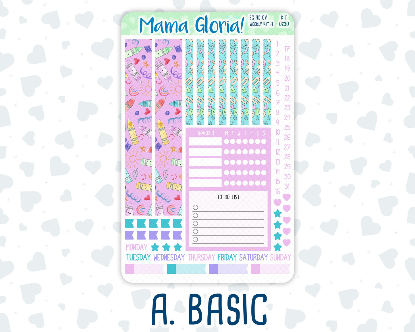 Kit 0230 - A5 Compact Vertical - Weekly Kit - August - School Daze