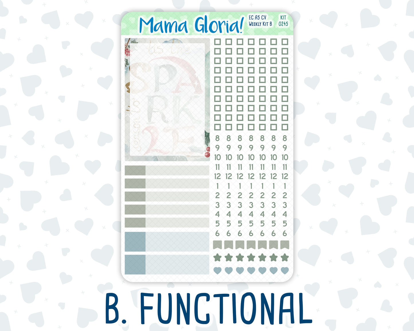 Kit 0245 - A5 Compact Vertical - Weekly Kit - December - Vintage Christmas