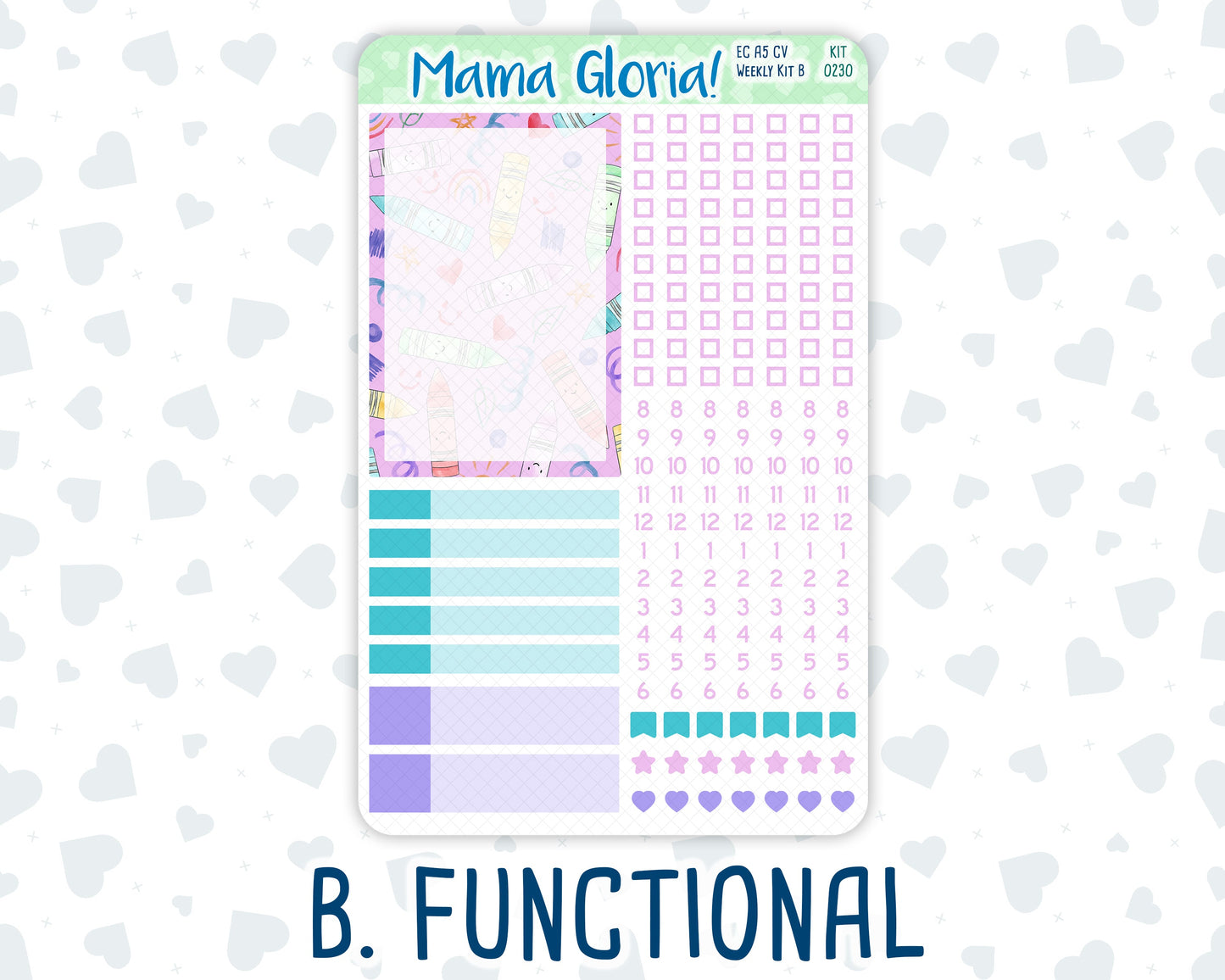 Kit 0230 - A5 Compact Vertical - Weekly Kit - August - School Daze