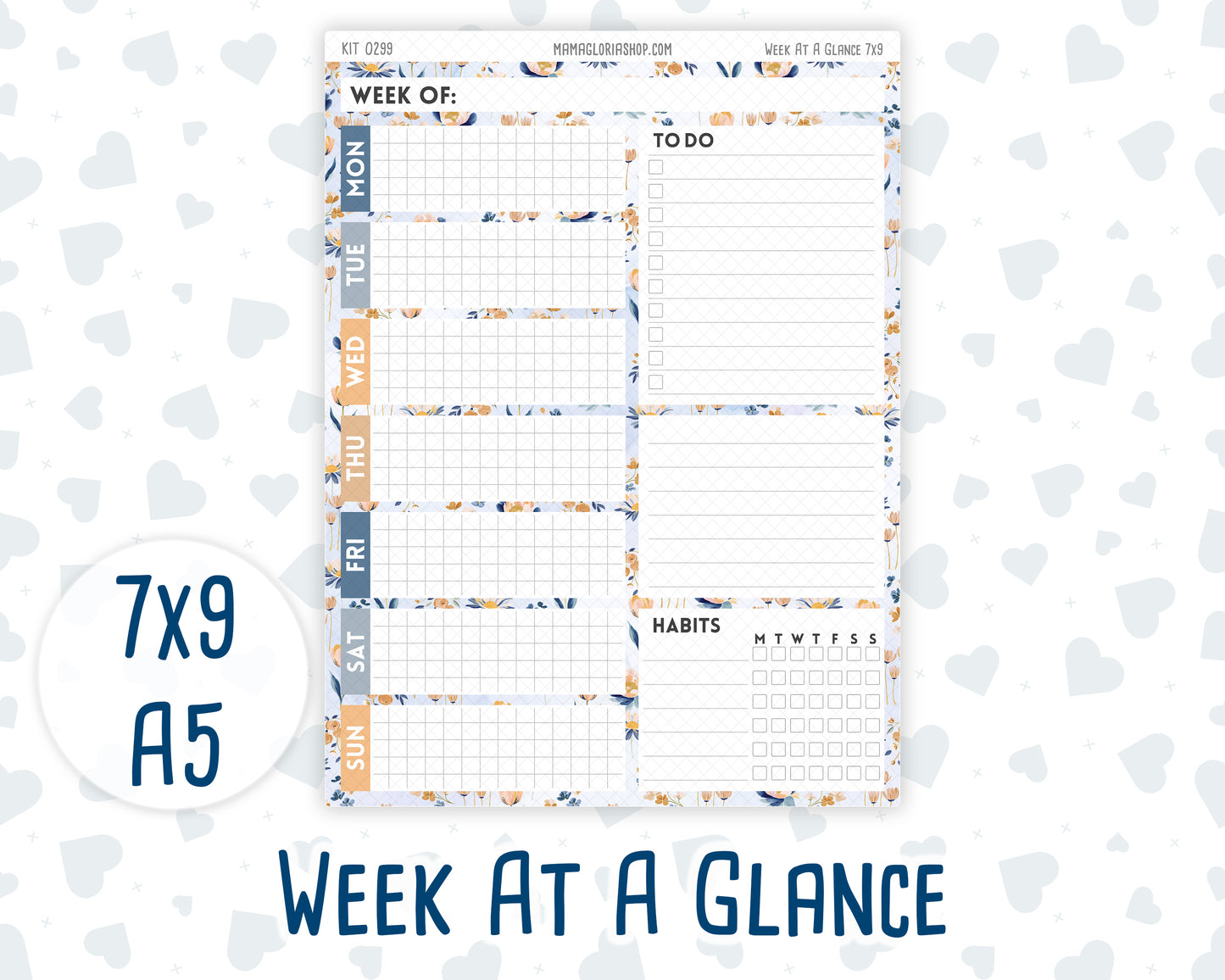 Kit 0299 - Week At A Glance - For 7x9 & A5 Planners | Notebooks - October - Book Nook