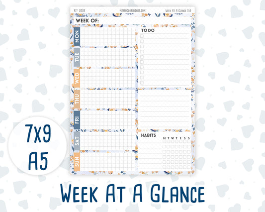 Kit 0299 - Week At A Glance - For 7x9 & A5 Planners | Notebooks - October - Book Nook