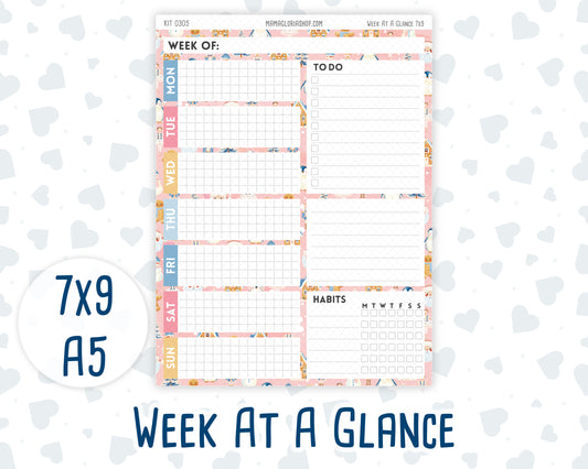 Kit 0305 - Week At A Glance - For 7x9 & A5 Planners | Notebooks - December - Sugarplum Parade