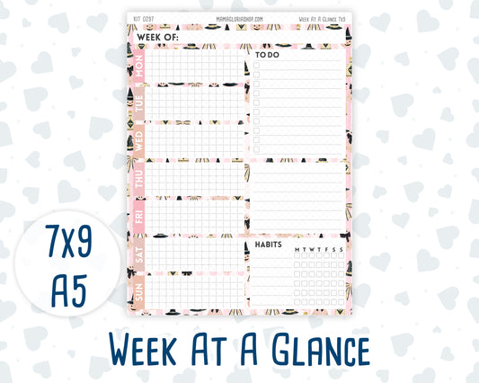 Kit 0297 - Week At A Glance - For 7x9 & A5 Planners | Notebooks - October - Pink Spell