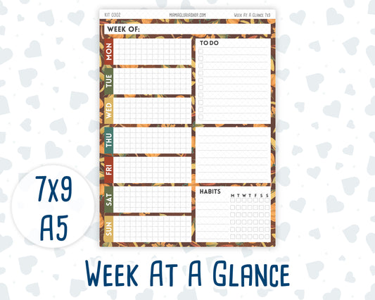 Kit 0302 - Week At A Glance - For 7x9 & A5 Planners | Notebooks - November - Thankful Season