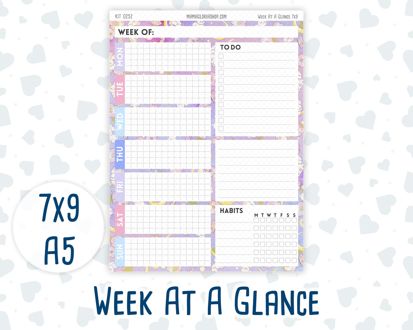 Kit 0252 - Week At A Glance - For 7x9 & A5 Planners | Notebooks - February - Tokyo Candy Cloud