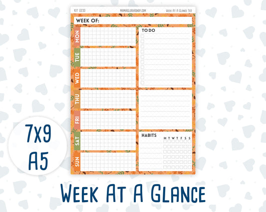 Kit 0233 - Week At A Glance - For 7x9 & A5 Planners | Notebooks - September - Cinnamon Days