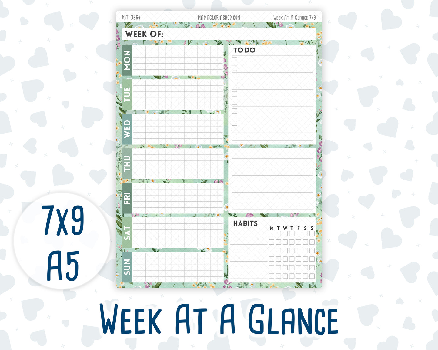 Kit 0264 - Week At A Glance - For 7x9 & A5 Planners | Notebooks - May - Spring Walk