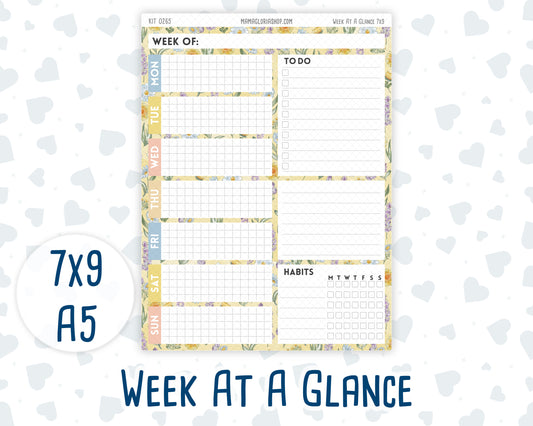 Kit 0265 - Week At A Glance - For 7x9 & A5 Planners | Notebooks - May - Honeybee Sky
