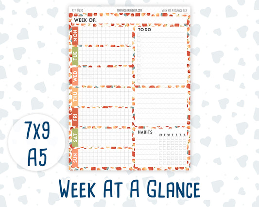 Kit 0235 - Week At A Glance - For 7x9 & A5 Planners | Notebooks - September - Apple Orchard
