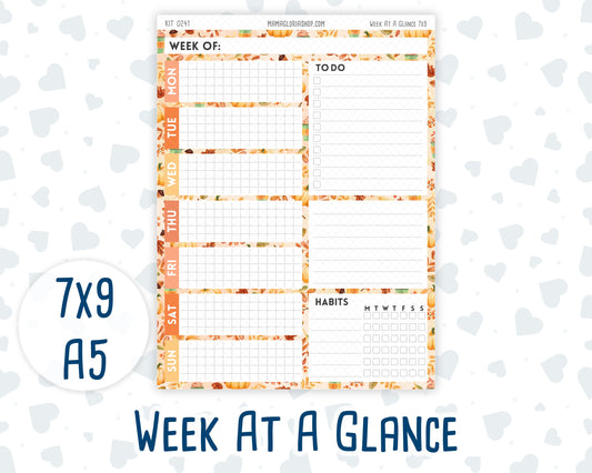 Kit 0241 - Week At A Glance - For 7x9 & A5 Planners | Notebooks - November - Pumpkin Latte