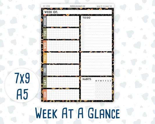 Kit 0238 - Week At A Glance - For 7x9 & A5 Planners | Notebooks - October - Starry Autumn Nights