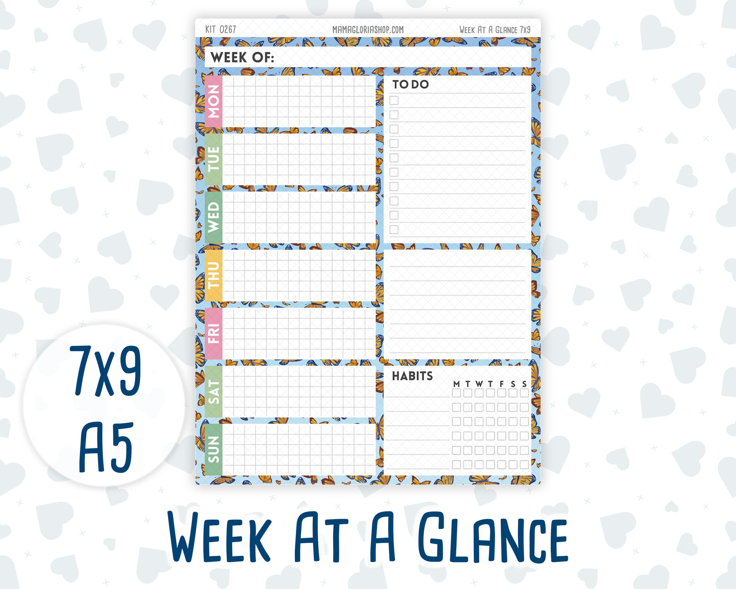 Kit 0267 - Week At A Glance - For 7x9 & A5 Planners | Notebooks - May - Flowers For Mama