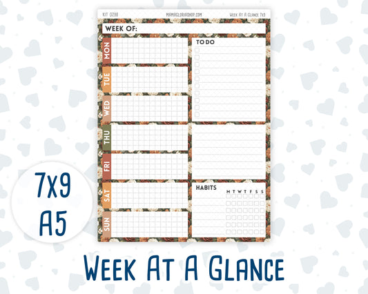 Kit 0298 - Week At A Glance - For 7x9 & A5 Planners | Notebooks - October - Velvet Bloom