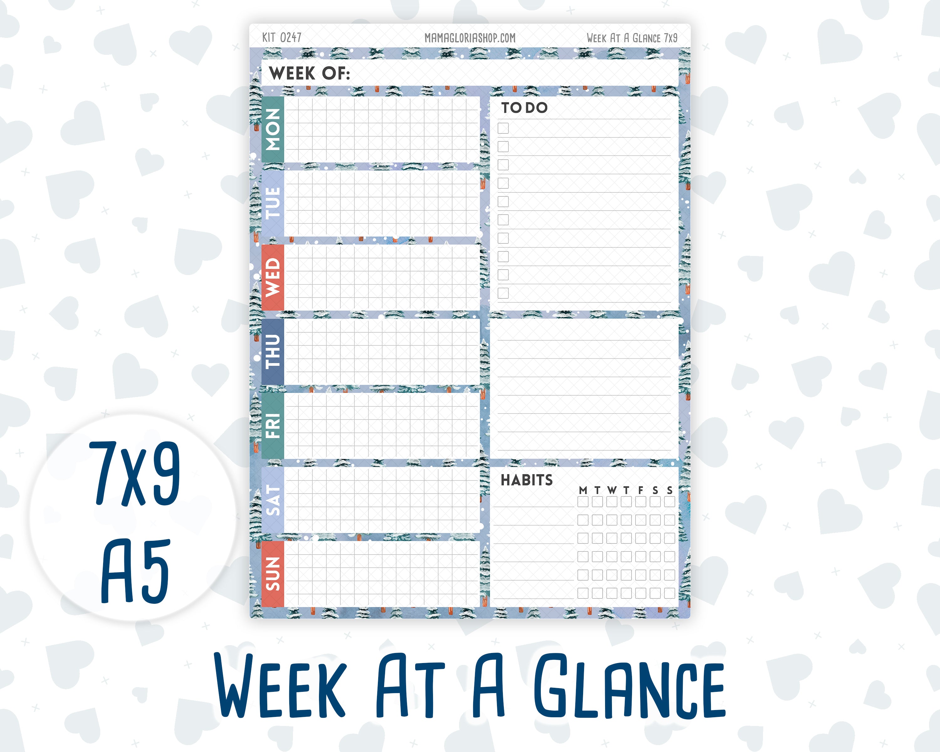 Kit 0247 - Week At A Glance - For 7x9 & A5 Planners | Notebooks - Dece ...