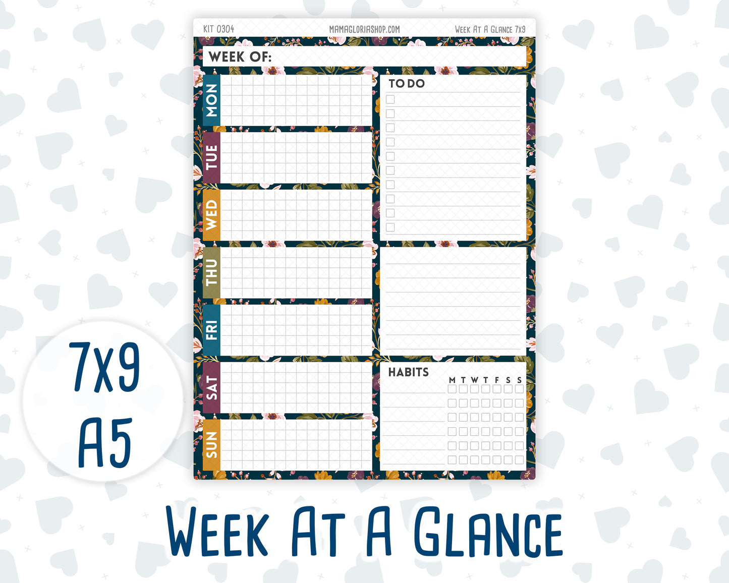 Kit 0304 - Week At A Glance - For 7x9 & A5 Planners | Notebooks - November - Autumn In Bloom