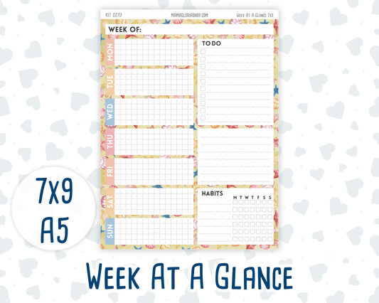 Kit 0270 - Week At A Glance - For 7x9 & A5 Planners | Notebooks - June - Beachside Bliss