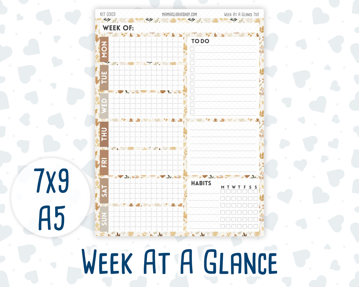 Kit 0303 - Week At A Glance - For 7x9 & A5 Planners | Notebooks - November - Into The Woods