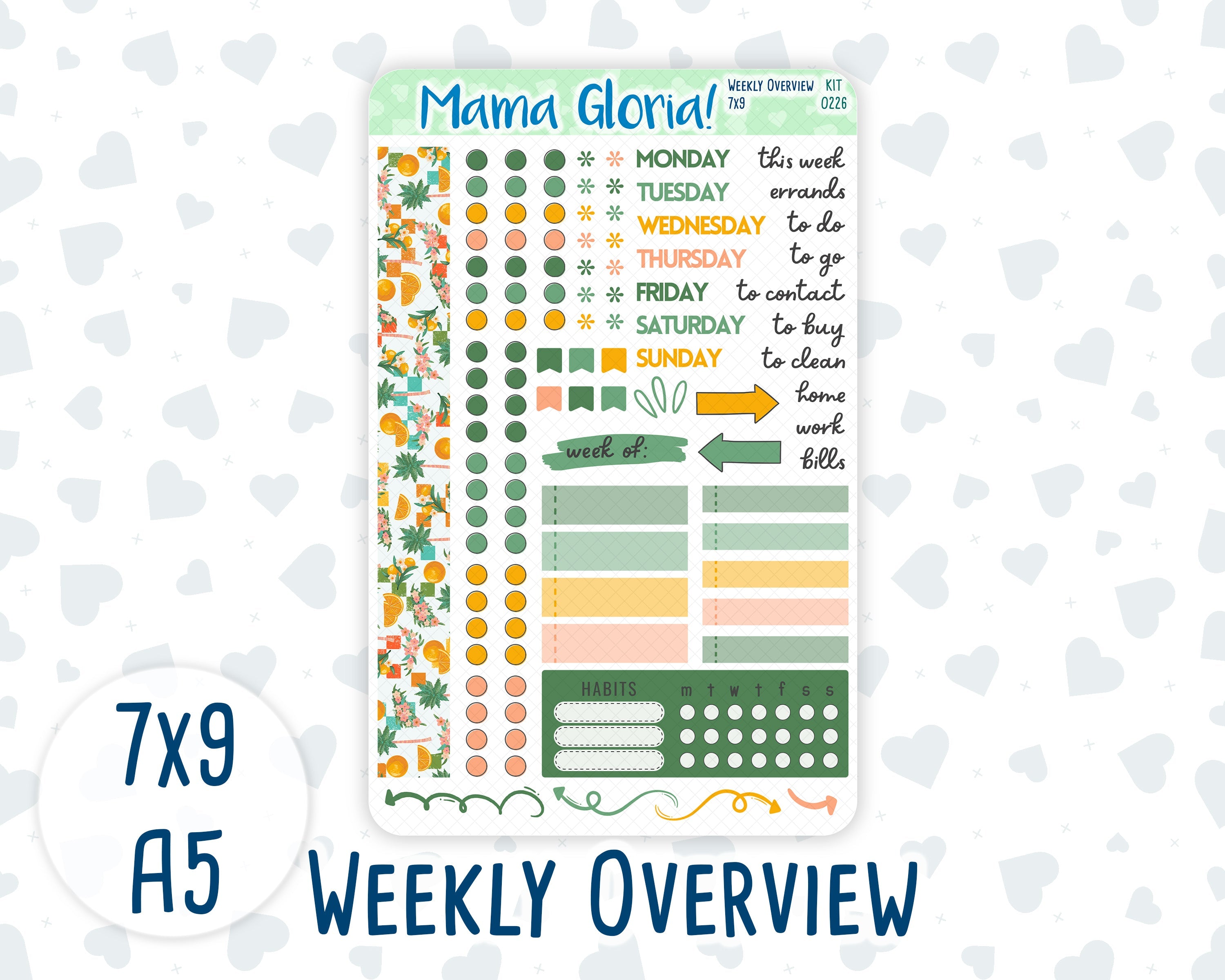 Kit 0226 - Weekly Overview - For 7x9 & A5 Planners | Notebooks - July ...