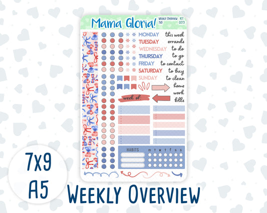 Kit 0273 - Weekly Overview - For 7x9 & A5 Planners | Notebooks - July - Americana In Bloom