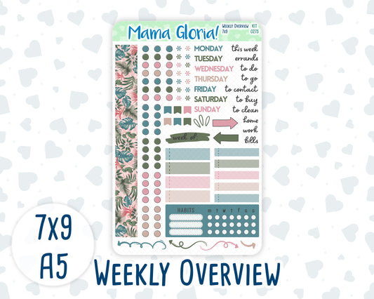 Kit 0275 - Weekly Overview - For 7x9 & A5 Planners | Notebooks - July - Tropical Safari Blush