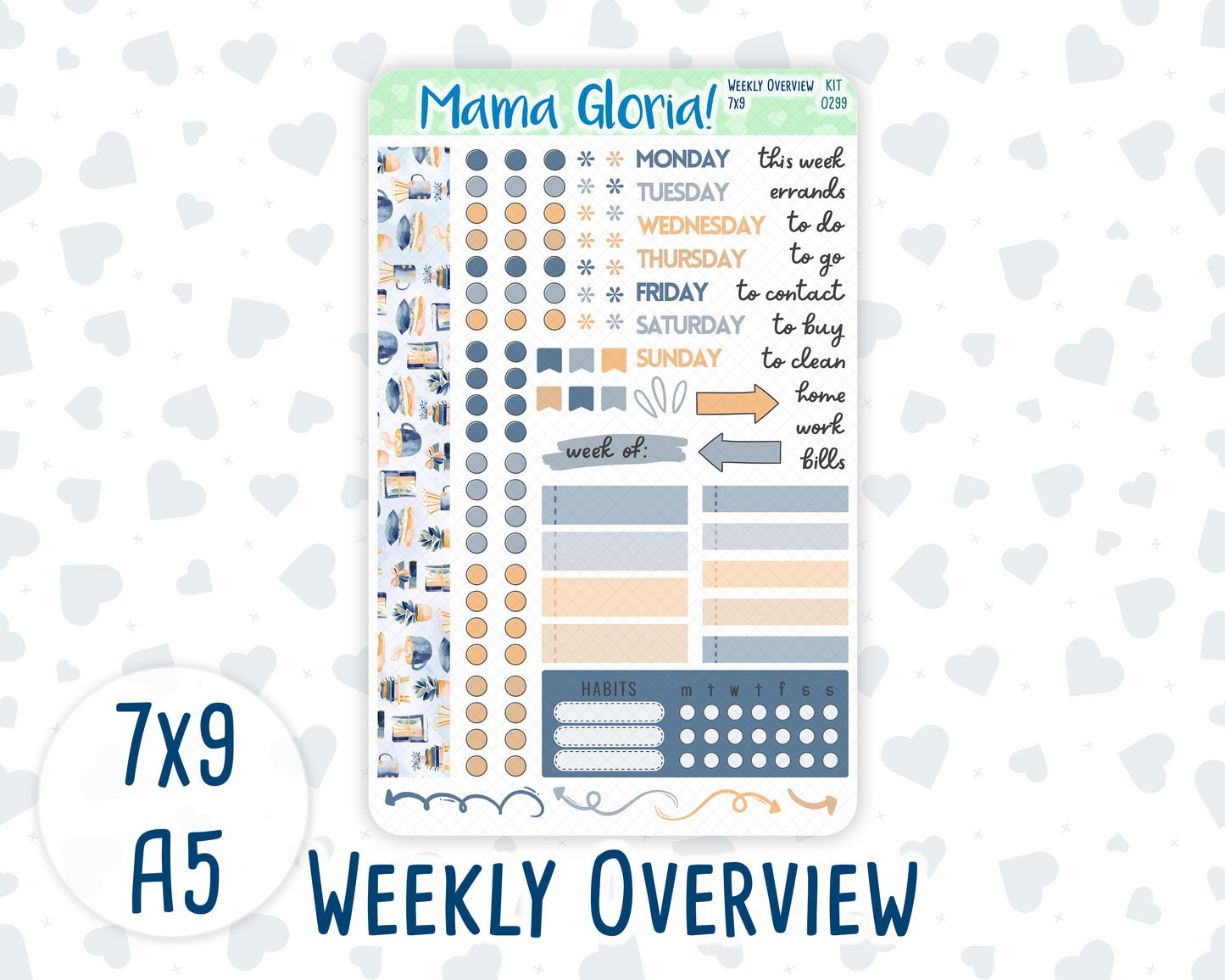 Kit 0299 - Weekly Overview - For 7x9 & A5 Planners | Notebooks - October - Book Nook