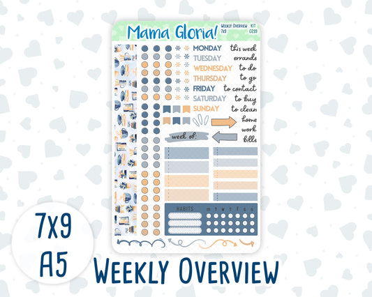 Kit 0299 - Weekly Overview - For 7x9 & A5 Planners | Notebooks - October - Book Nook