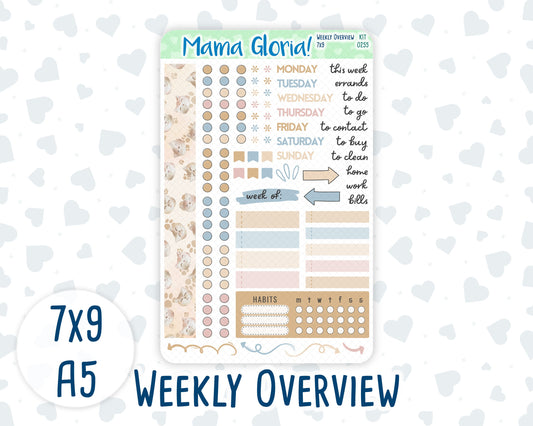 Kit 0255 - Weekly Overview - For 7x9 & A5 Planners | Notebooks - February - Cottagecore Kitties