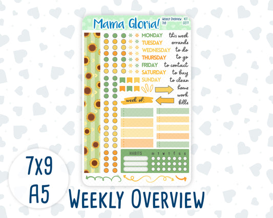 Kit 0277 - Weekly Overview - For 7x9 & A5 Planners | Notebooks - August - Sunflower Drama Club
