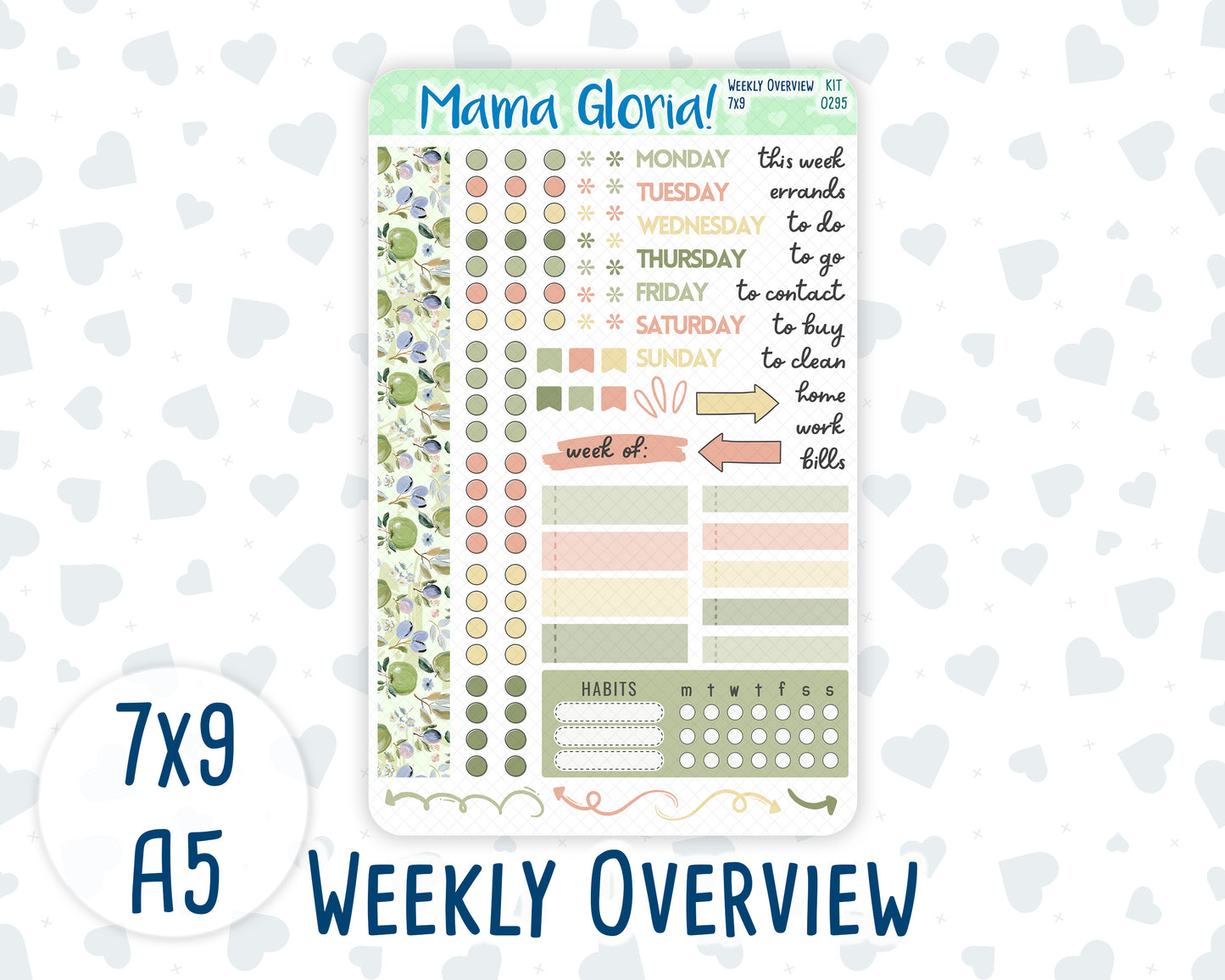 Kit 0295 - Weekly Overview - For 7x9 & A5 Planners | Notebooks - September - Apple Harvest