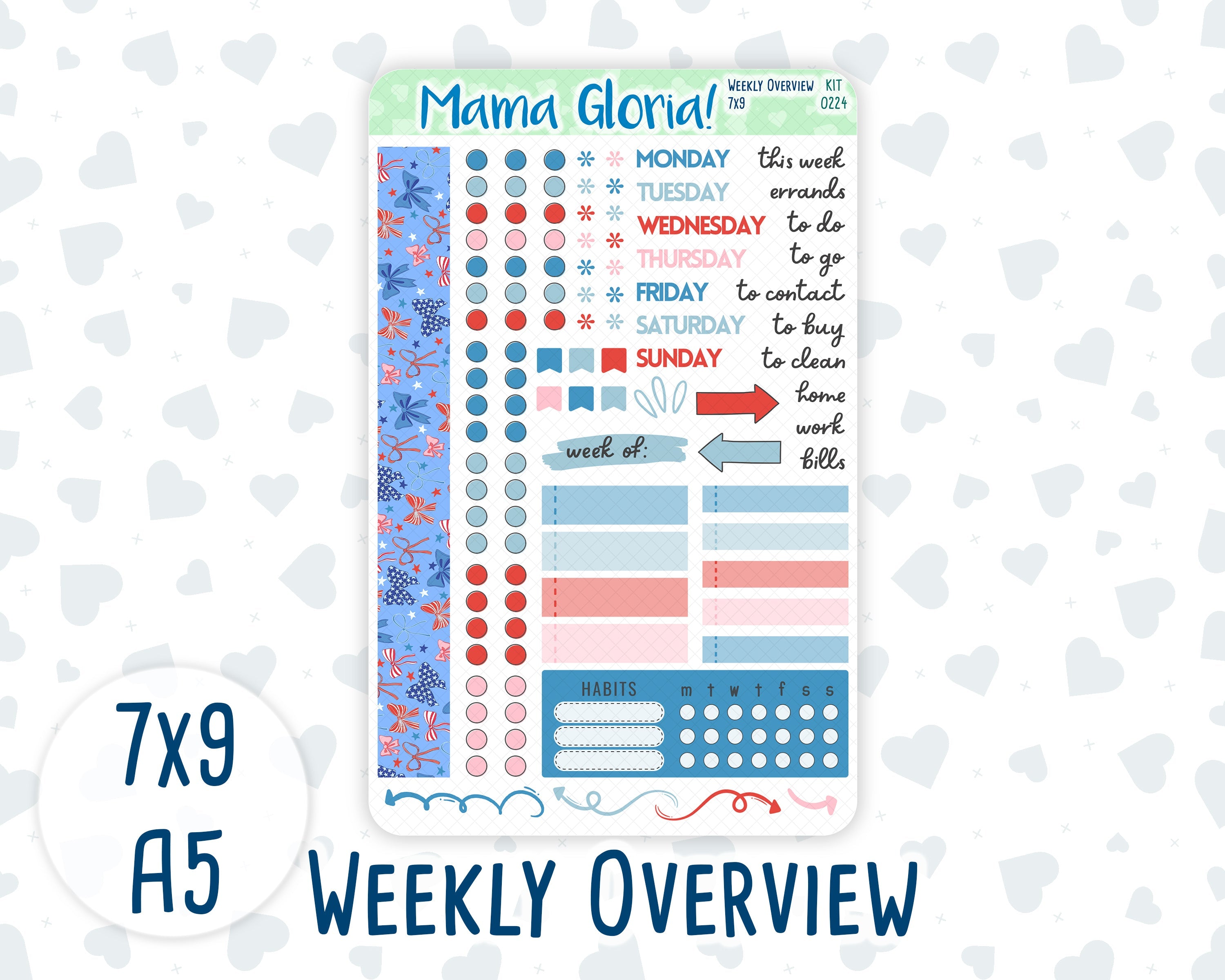 Kit 0224 - Weekly Overview - For 7x9 & A5 Planners | Notebooks - July ...