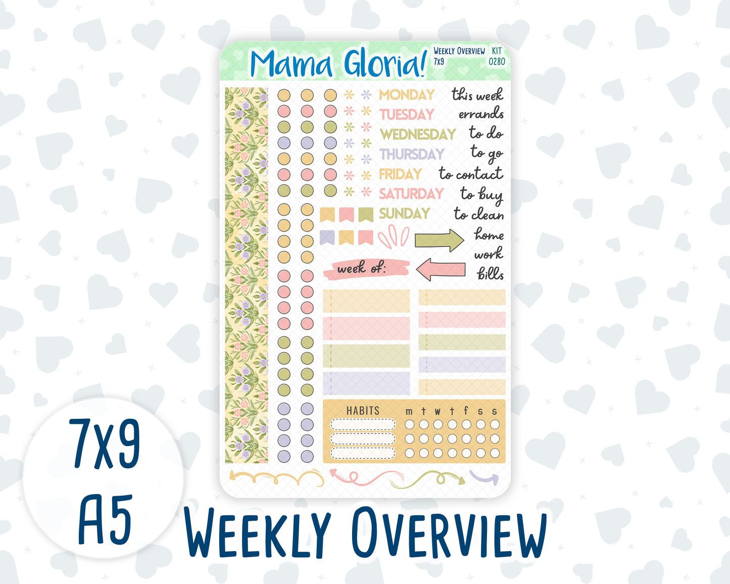 Kit 0280 - Weekly Overview - For 7x9 & A5 Planners | Notebooks - Half Past Six In August