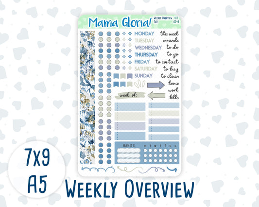 Kit 0249 - Weekly Overview - For 7x9 & A5 Planners | Notebooks - January - Icy Lace