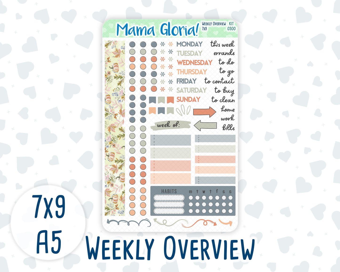 Kit 0300 - Weekly Overview - For 7x9 & A5 Planners | Notebooks - October - Autumn Stroll