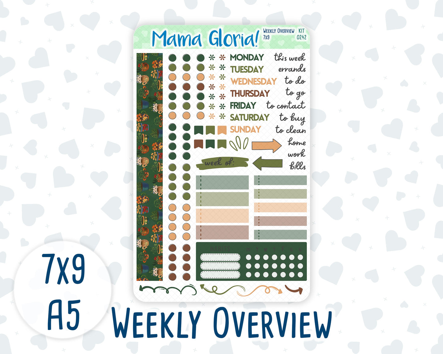 Kit 0242 - Weekly Overview - For 7x9 & A5 Planners | Notebooks - November - Cottage Autumn
