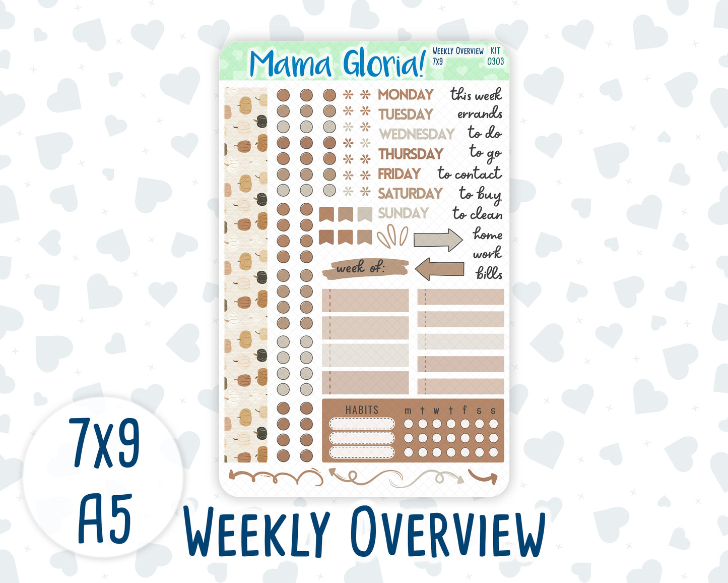 Kit 0303 - Weekly Overview - For 7x9 & A5 Planners | Notebooks - November - Into The Woods