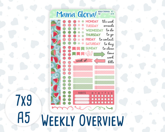 Kit 0276 - Weekly Overview - For 7x9 & A5 Planners | Notebooks - July - Melon Crush
