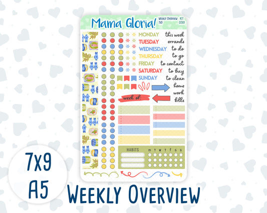 Kit 0269 - Weekly Overview - For 7x9 & A5 Planners | Notebooks - June - Dolce Mare