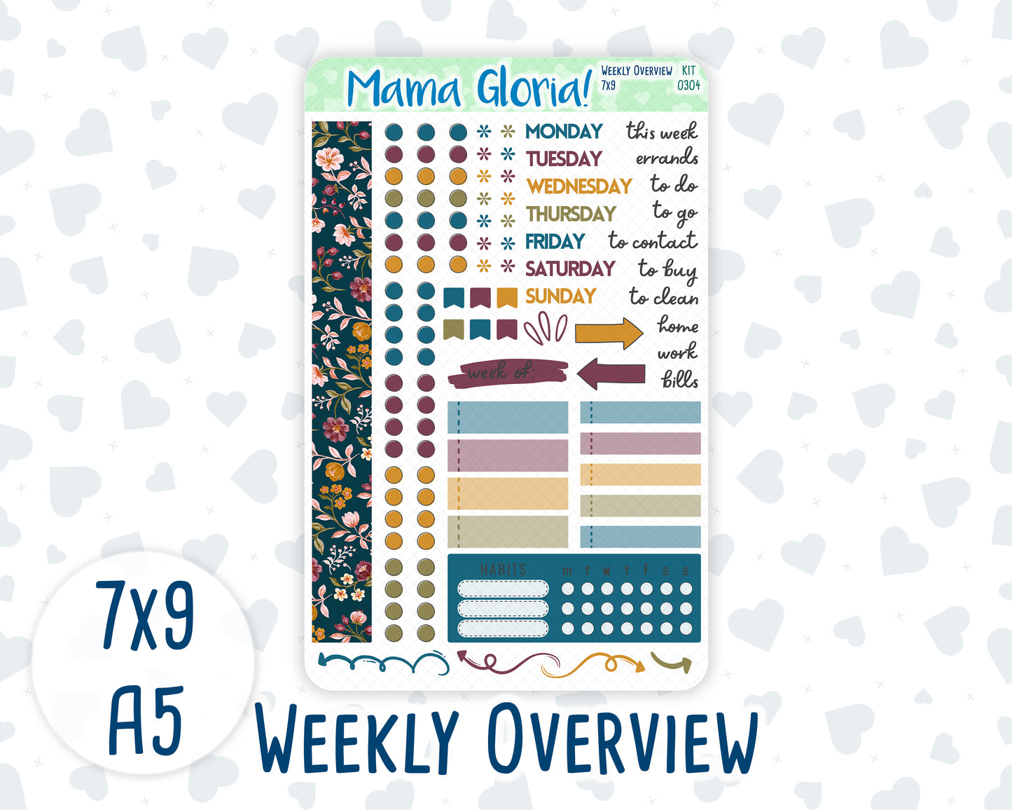 Kit 0304 - Weekly Overview - For 7x9 & A5 Planners | Notebooks - November - Autumn In Bloom
