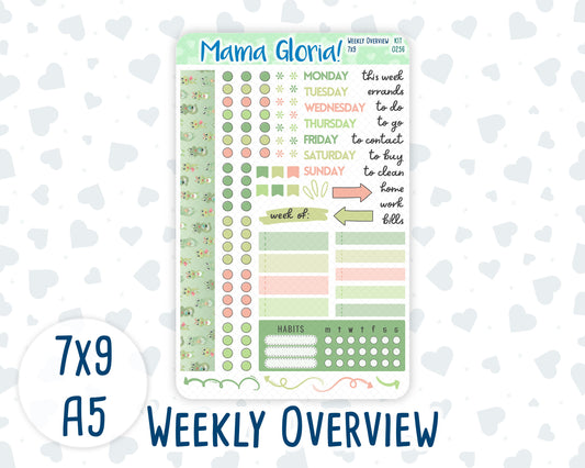 Kit 0256 - Weekly Overview - For 7x9 & A5 Planners | Notebooks - March - Froggy Luck