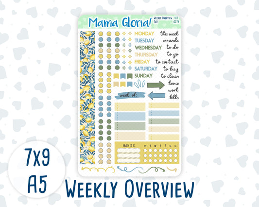 Kit 0274 - Weekly Overview - For 7x9 & A5 Planners | Notebooks - July - Sunny Lemon Shore