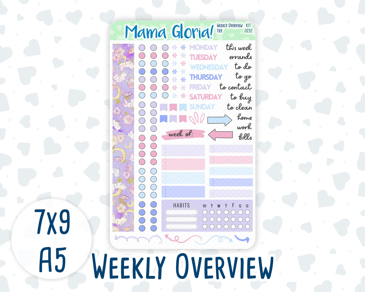 Kit 0252 - Weekly Overview - For 7x9 & A5 Planners | Notebooks - February - Tokyo Candy Cloud