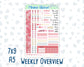 Kit 0254 - Weekly Overview - For 7x9 & A5 Planners | Notebooks - February - Valentine Village