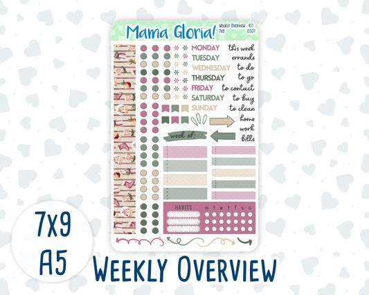 Kit 0307 - Weekly Overview - For 7x9 & A5 Planners | Notebooks - December - Velvet Hearth