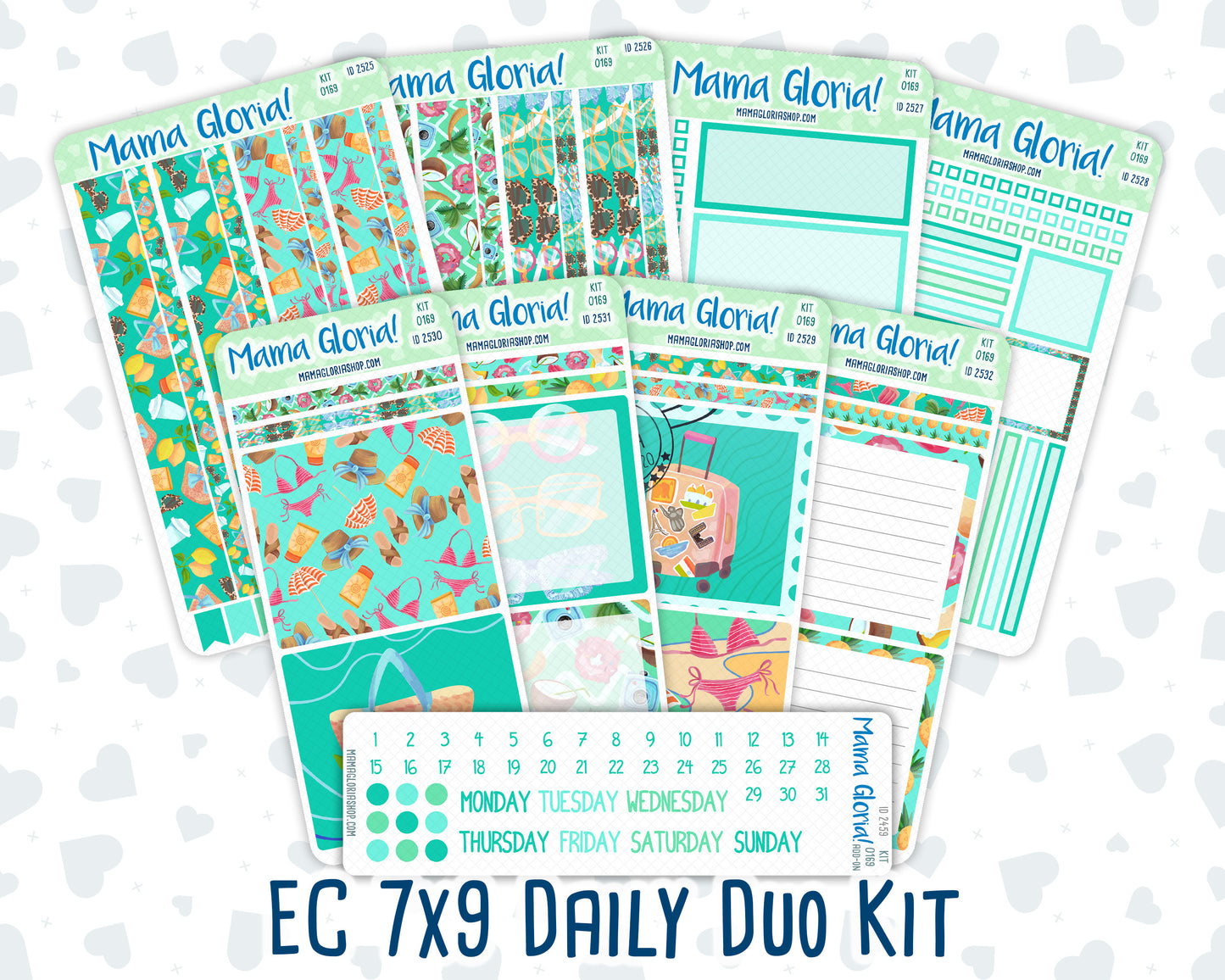 Kit 0169 7x9 Daily Duo - On Vacation - June- Summer- Planner