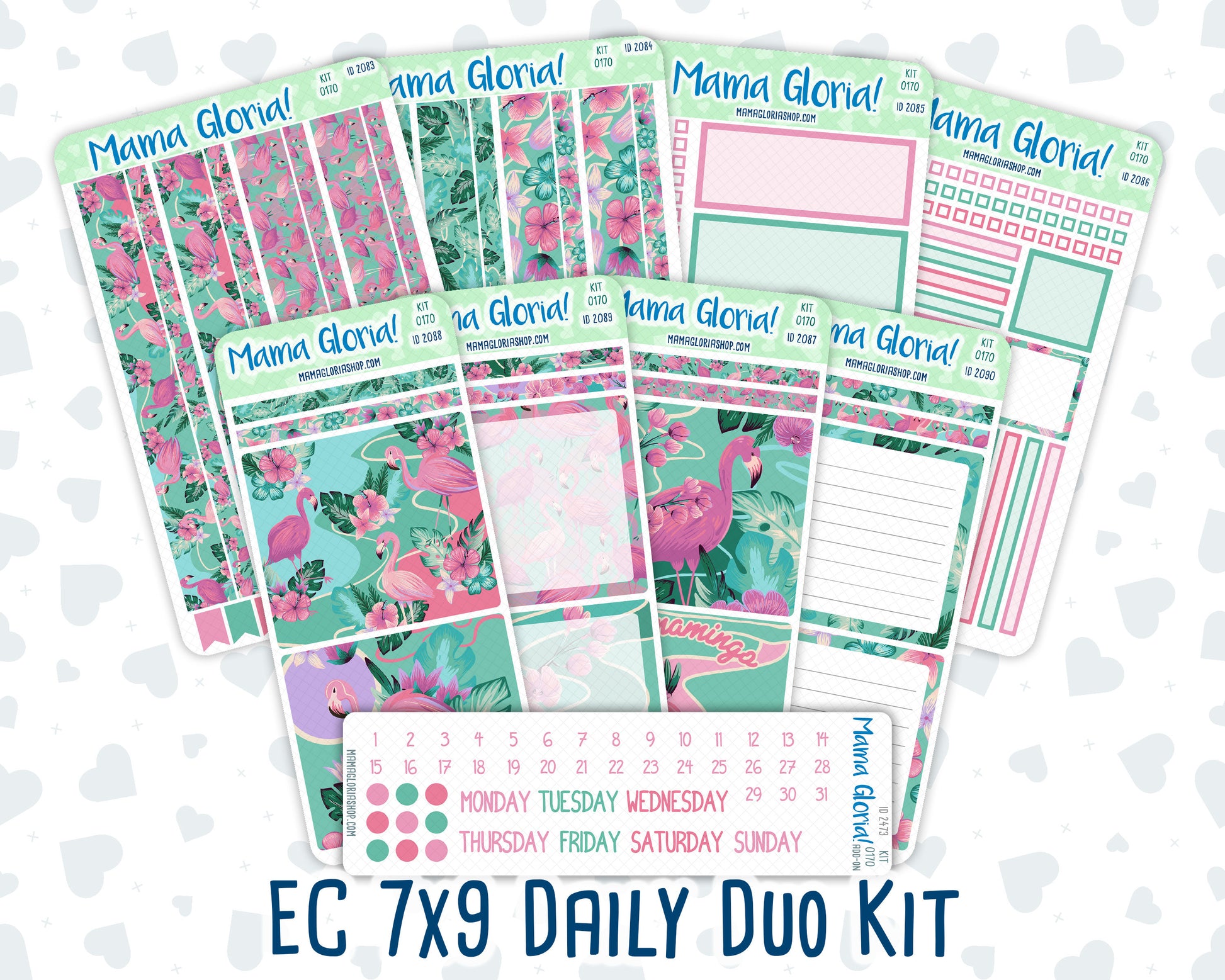 Kit 0170 7x9 Daily Duo - Flamingo Oasis - June- Summer- Planner