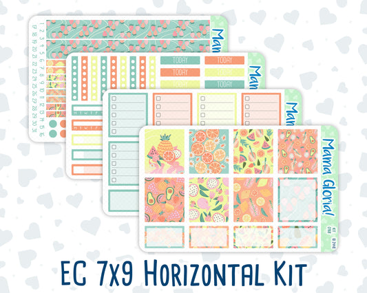 Kit 0168- 7x9 - Juicy Joy -June- Summer- Weekly Kit For EC Horizontal Planners