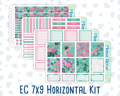 Kit 0170- 7x9 - Flamingo Oasis -June- Summer- Weekly Kit For EC Horizontal Planners