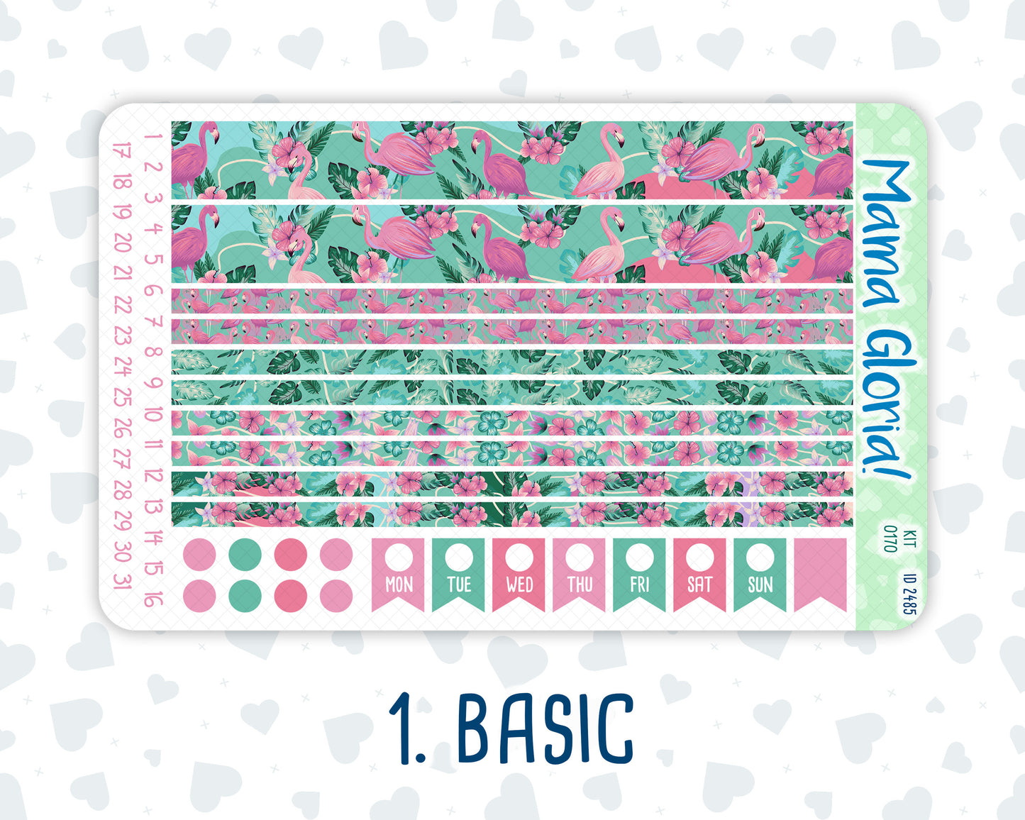 Kit 0170- 7x9 - Flamingo Oasis -June- Summer- Weekly Kit For EC Horizontal Planners